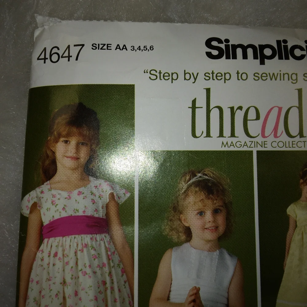 SIMPLICITY 4647 Child's special occasion dress w/ length sleeve trim variations